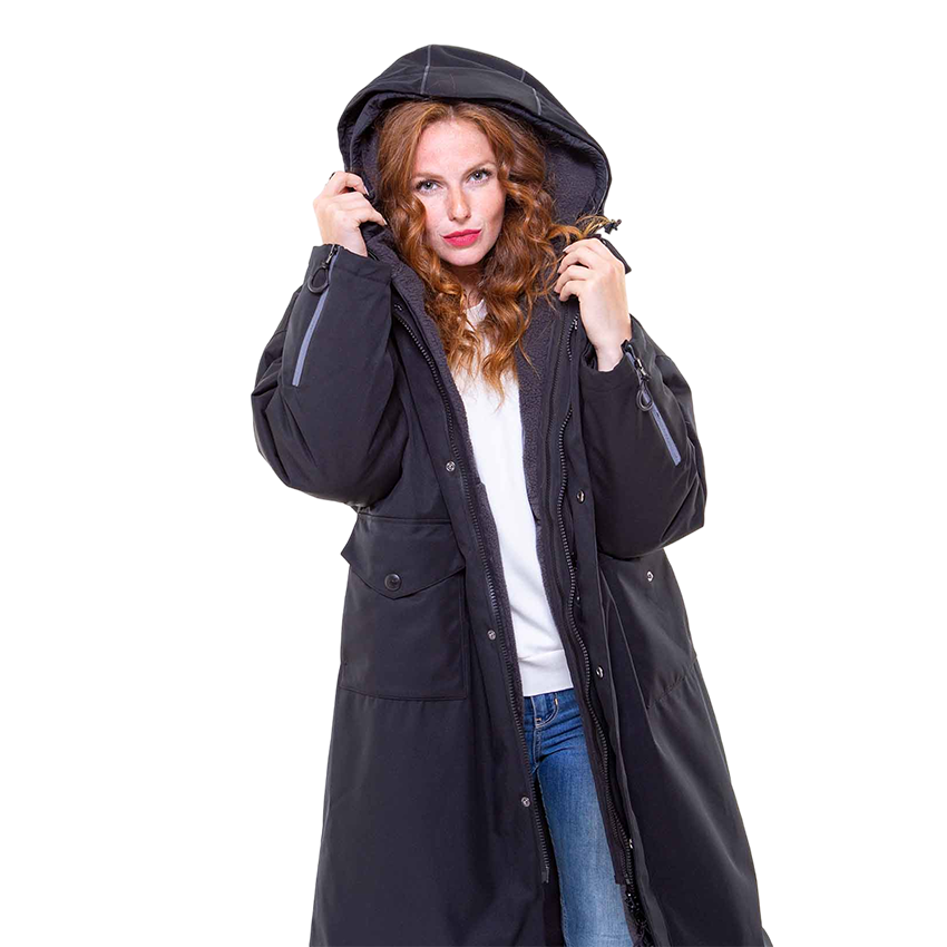 Fg-women Fleece Lined Jacket Coat Outwear Parka Overcoat