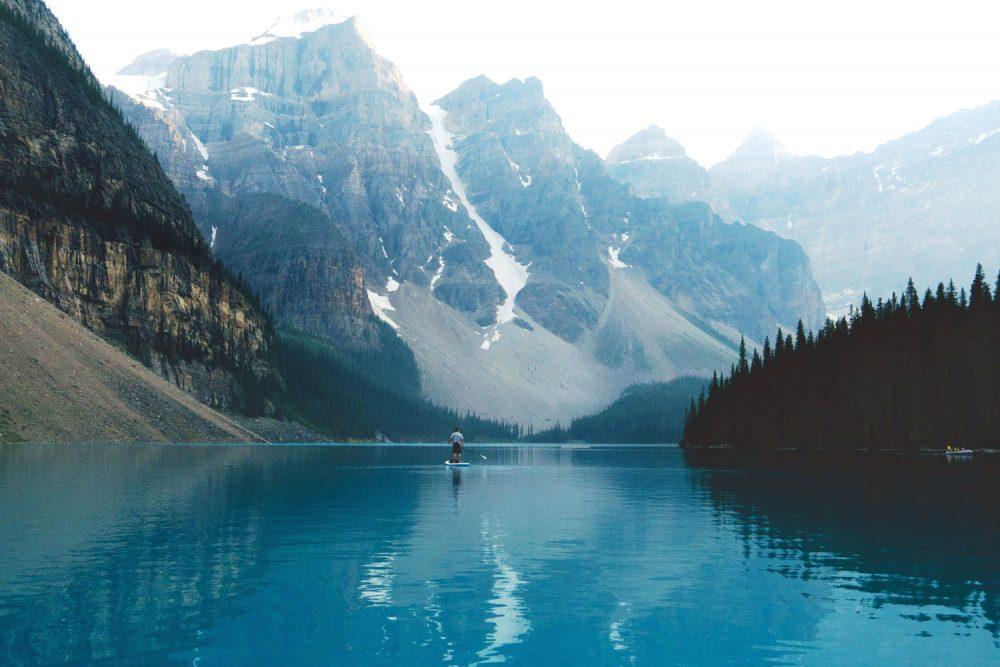 Paddleboarding in Moraine Lake, SUP Canada