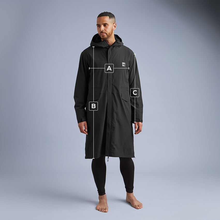 Men's Pursuit Waterproof Lightweight Changing Robe Jacket - Black