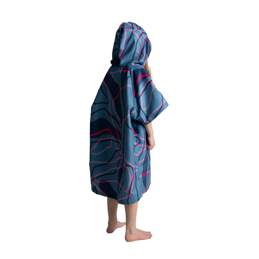 Kids' Quick Dry Microfibre Poncho Changing Robe - Tidal Textures