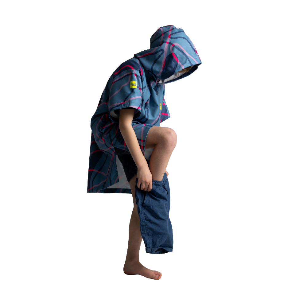 Kids' Quick Dry Microfibre Poncho Changing Robe - Tidal Textures