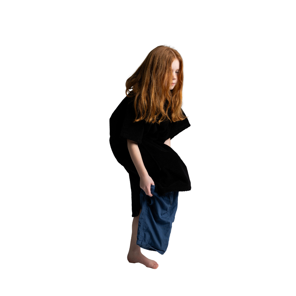 Kids' Towelling Poncho Changing Robe - Stealth Black
