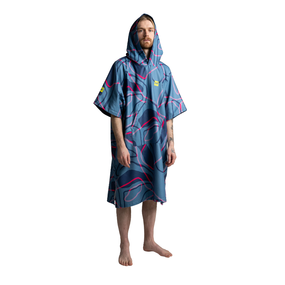 Men's Quick Dry Microfibre Poncho Changing Robe - Tidal Textures