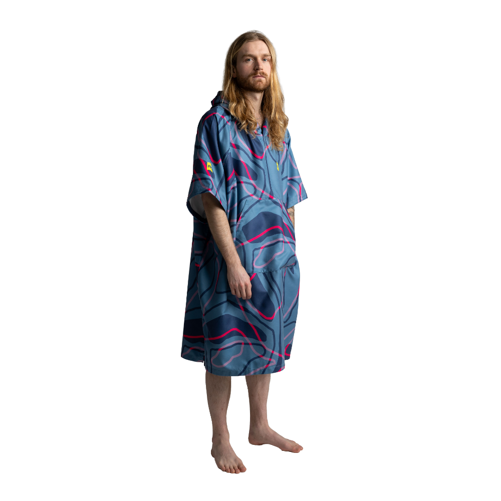 Men's Quick Dry Microfibre Poncho Changing Robe - Tidal Textures