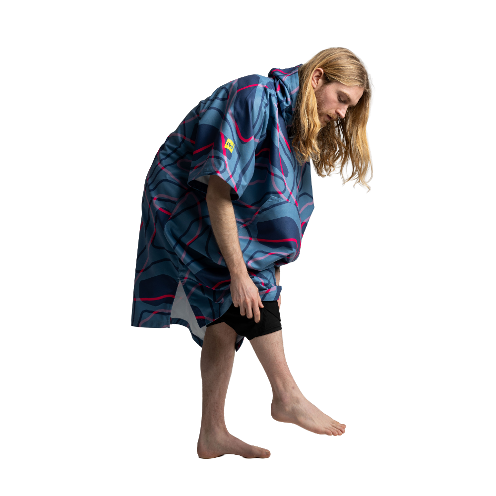 Men's Quick Dry Microfibre Poncho Changing Robe - Tidal Textures