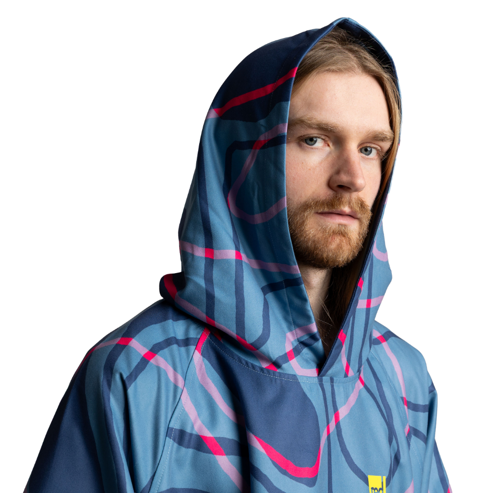 Men's Quick Dry Microfibre Poncho Changing Robe - Tidal Textures