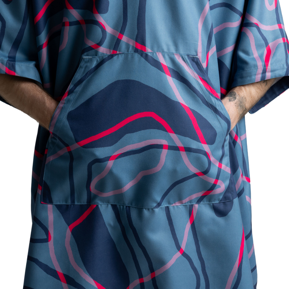 Men's Quick Dry Microfibre Poncho Changing Robe - Tidal Textures