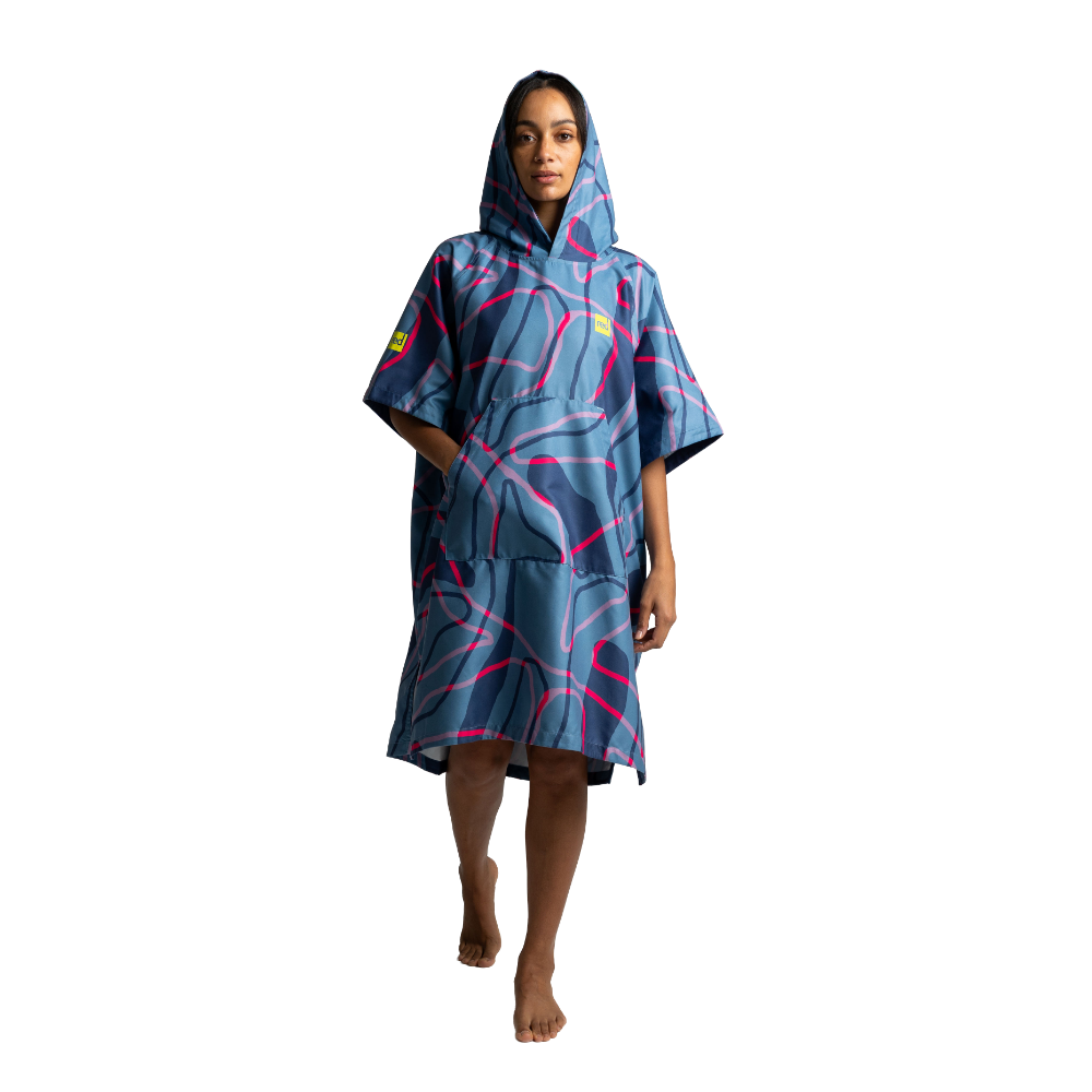 Women's Quick Dry Microfibre Poncho Changing Robe - Tidal Textures